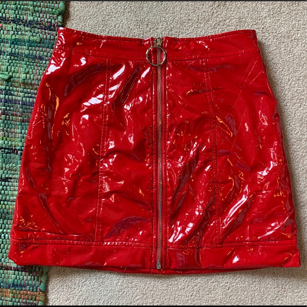 Forever 21 Red Patent Leather Mini Skirt